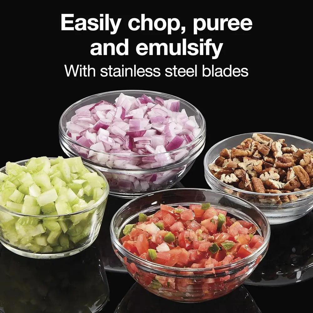 Durable Electric Vegetable Chopper & Mini Food Processor with 2 Speeds for Chopping, Puree & Emulsify, 3.5 Cups, Silver