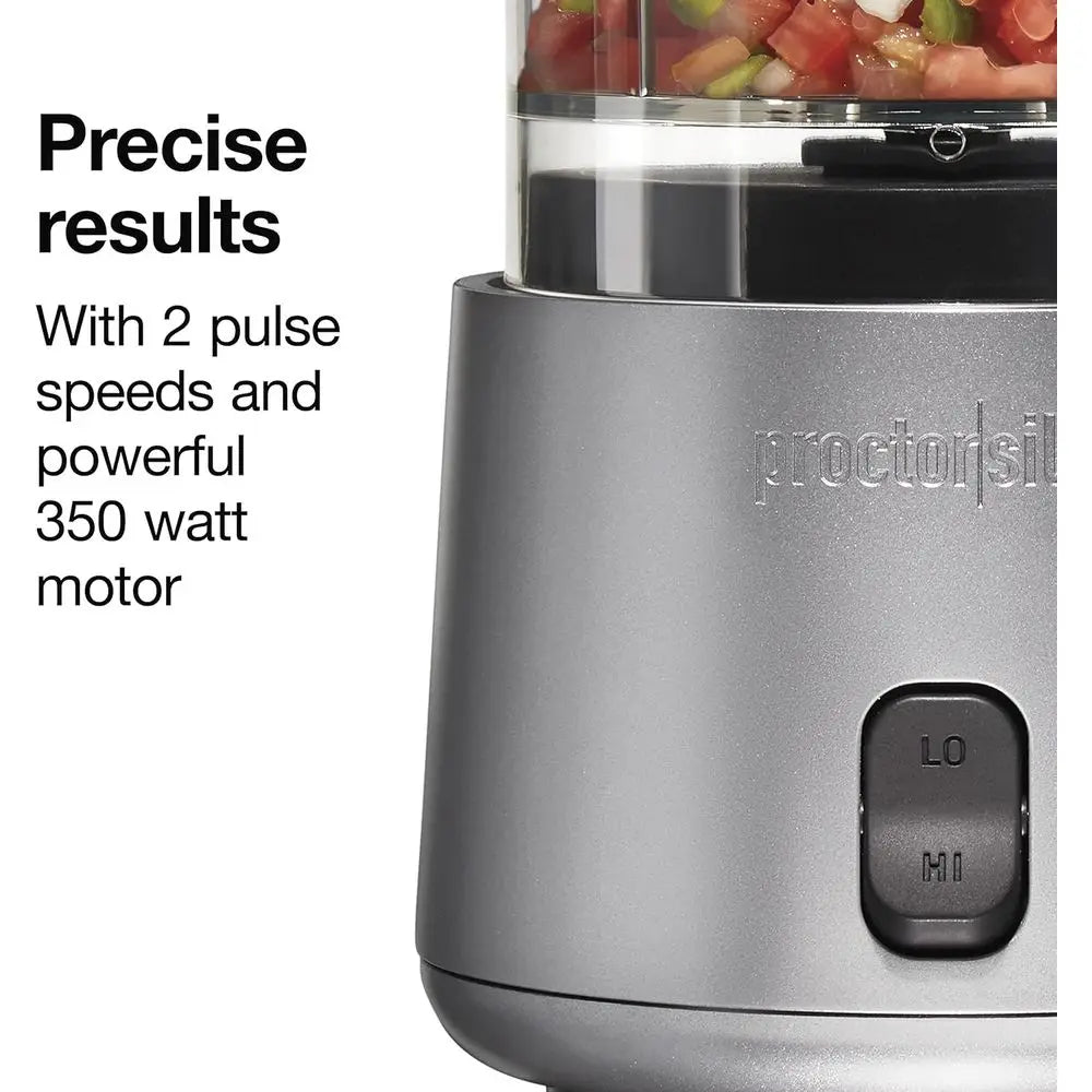 Durable Electric Vegetable Chopper & Mini Food Processor with 2 Speeds for Chopping, Puree & Emulsify, 3.5 Cups, Silver