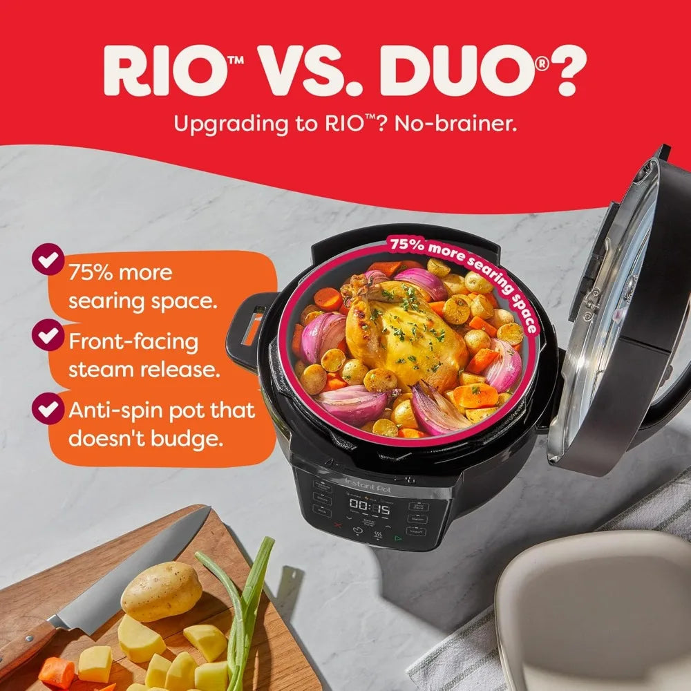 Instant Pot 4QT RIO Mini 7-in-1 Multi-Cooker Pressure Cooker Slow cook Sauté Steam Rice Maker, Yogurt, & Warmer, Black, 4 Quarts