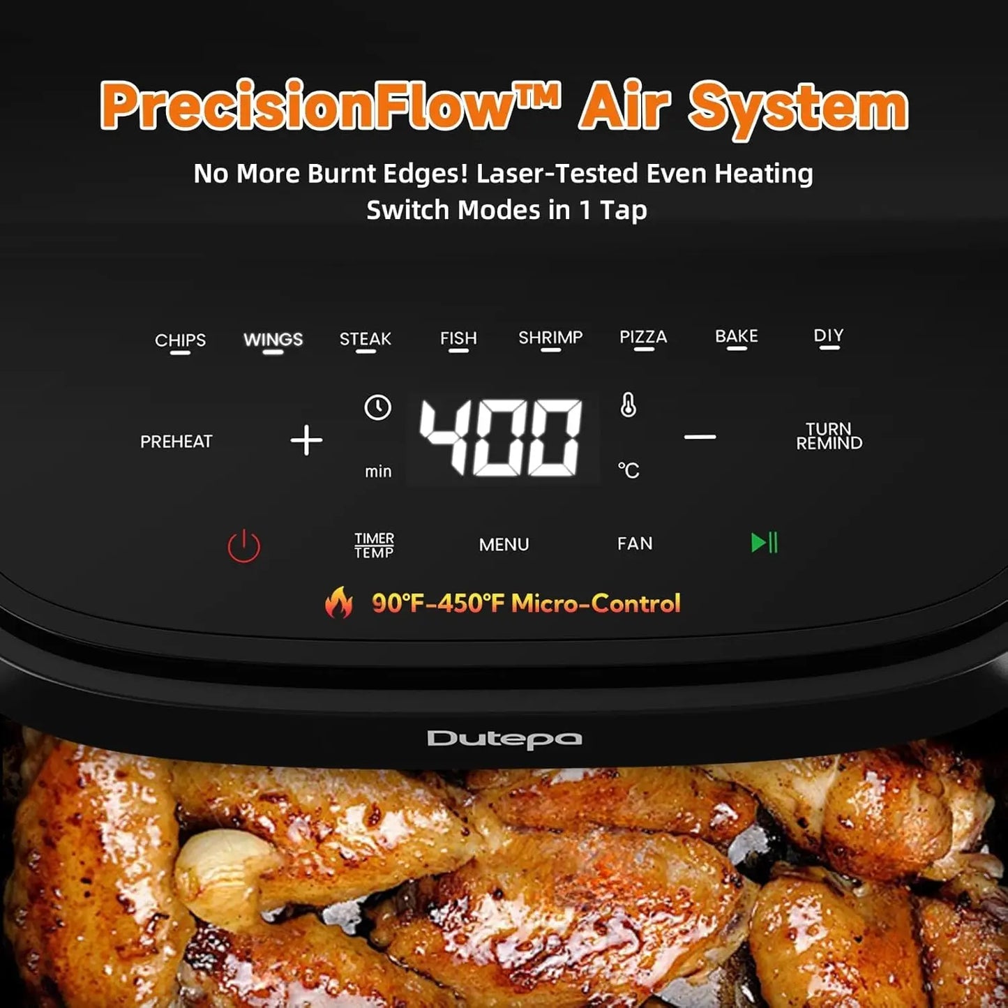 8-in-1 Air Fryer, 4.5Qt Compact Design, Fast Crispy Cooking with Adjustable Fan Speed, Healthy Low-Oil Meals, Dishwasher Safe