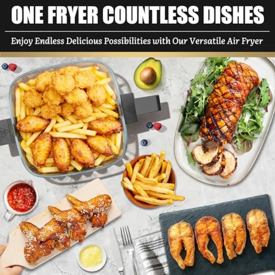 12-in-1 Glass Air Fryer Non Toxic 4.5 Quart Dishwasher-Safe Air Fryer with Graphite Glass Basket Temperature Time Programmable