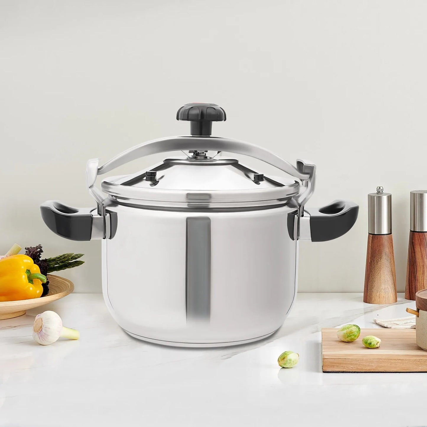 Silver 201 Stainless Steel Round Pressure Cooker,7L/22L/ 26L/40L Tabletop Pressure Cooker for Hotels,Restaurants