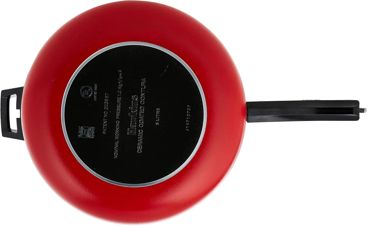 5L Pressure Cooker, Ceramic Coated Handi Inner Lid, Tomato Red, Fast Heating Curved Body