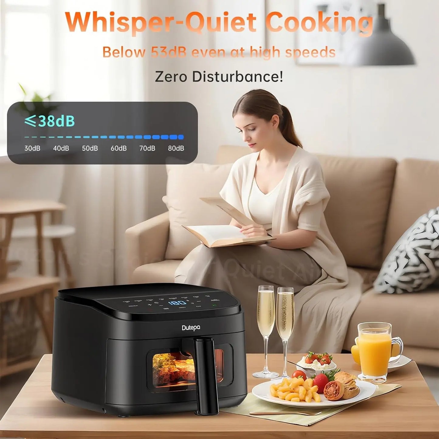 8-in-1 Air Fryer, 4.5Qt Compact Design, Fast Crispy Cooking with Adjustable Fan Speed, Healthy Low-Oil Meals, Dishwasher Safe