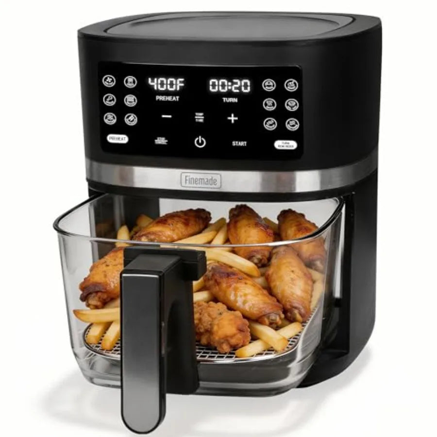 12-in-1 Glass Air Fryer Non Toxic 4.5 Quart Dishwasher-Safe Air Fryer with Graphite Glass Basket Temperature Time Programmable