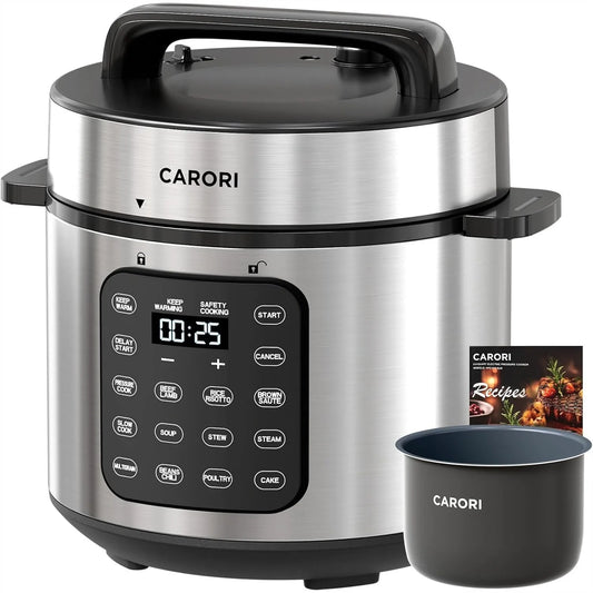 Electric Pressure Cooker 6 Quart with Non-stick Pot, 9-in-1, 12 Presets, Touchscreen, Safe Steam Release, Rice, Slow Cook