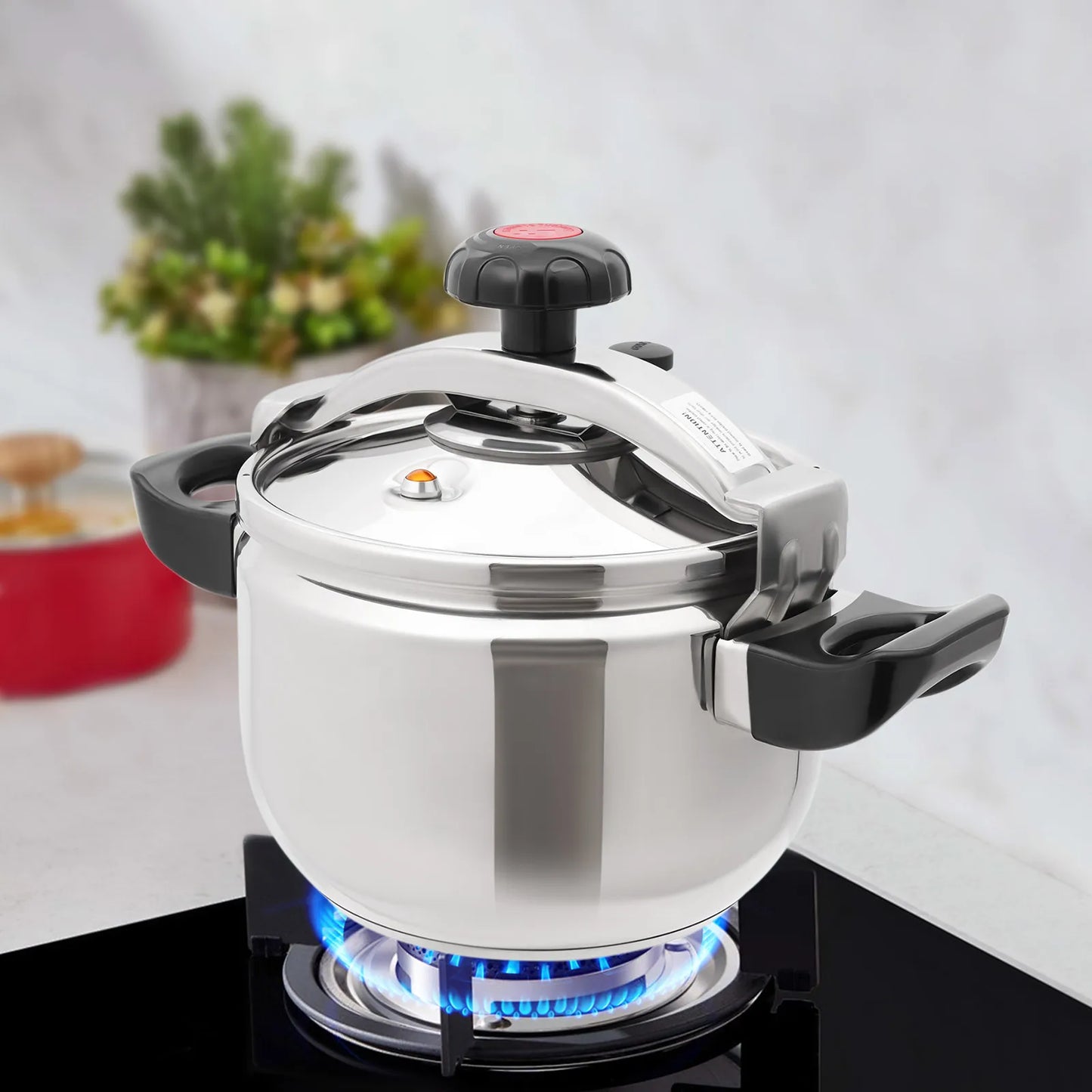 Silver 201 Stainless Steel Round Pressure Cooker,7L/22L/ 26L/40L Tabletop Pressure Cooker for Hotels,Restaurants
