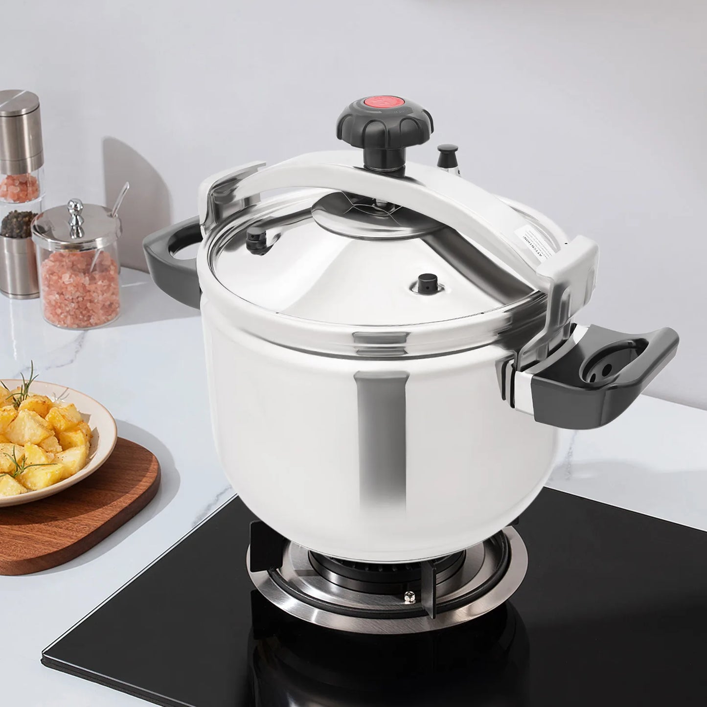 Silver 201 Stainless Steel Round Pressure Cooker,7L/22L/ 26L/40L Tabletop Pressure Cooker for Hotels,Restaurants